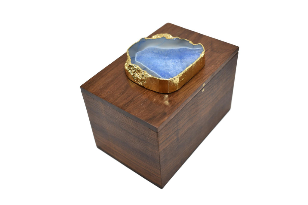 Square Wooden Box with Agate Top 