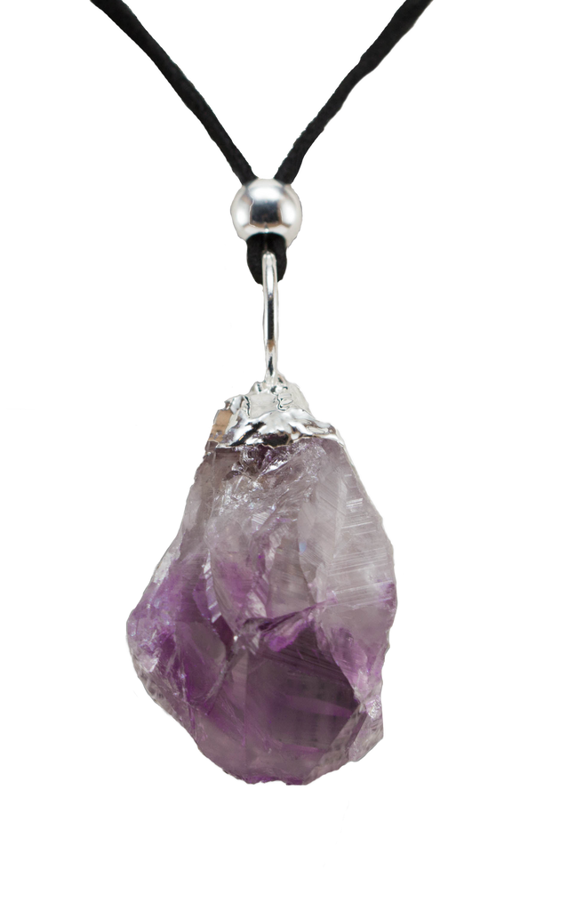 Amethyst Point with Leather Necklace 
