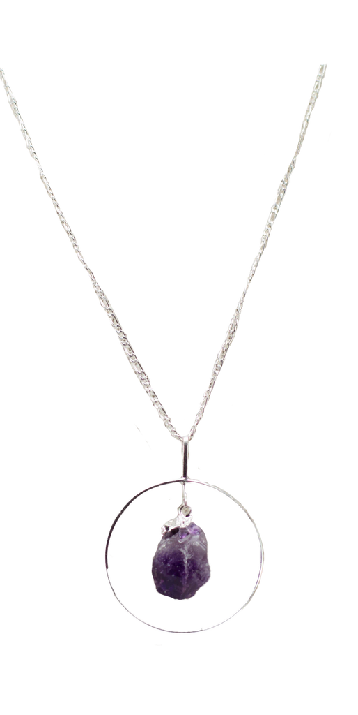 Silver Circlet with Small Raw Crystal on Silver Chain 