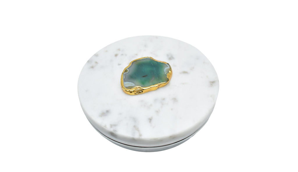 Steel Circular Box with Marble Lid