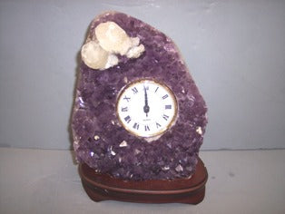 Amethyst Clock in Wood Base 